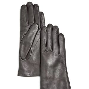 Bloomingdale’s Leather & Cashmere Gloves, Gray, 7.5